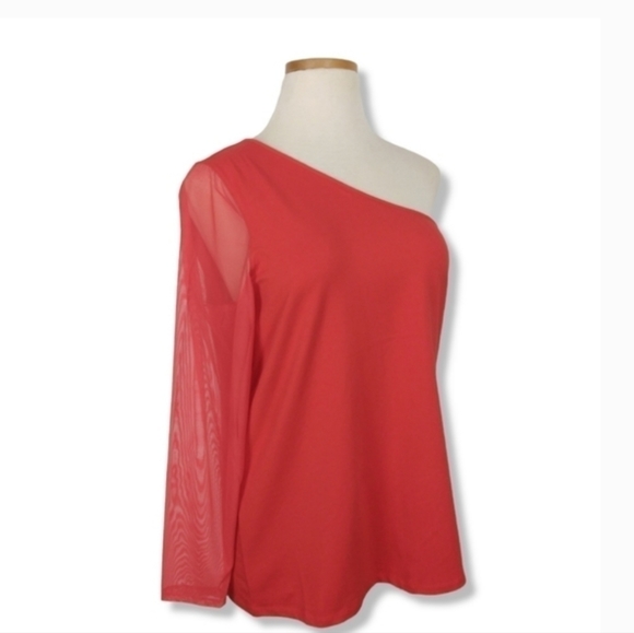 NWT Torrid One Shoulder Mesh Sleeve Top - Picture 7 of 12